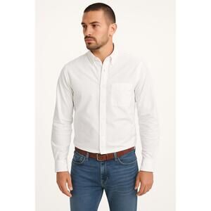 Abercrombie And Fitch Mens White ButtonDown Collar Long Sleeves Dress Shirt Size